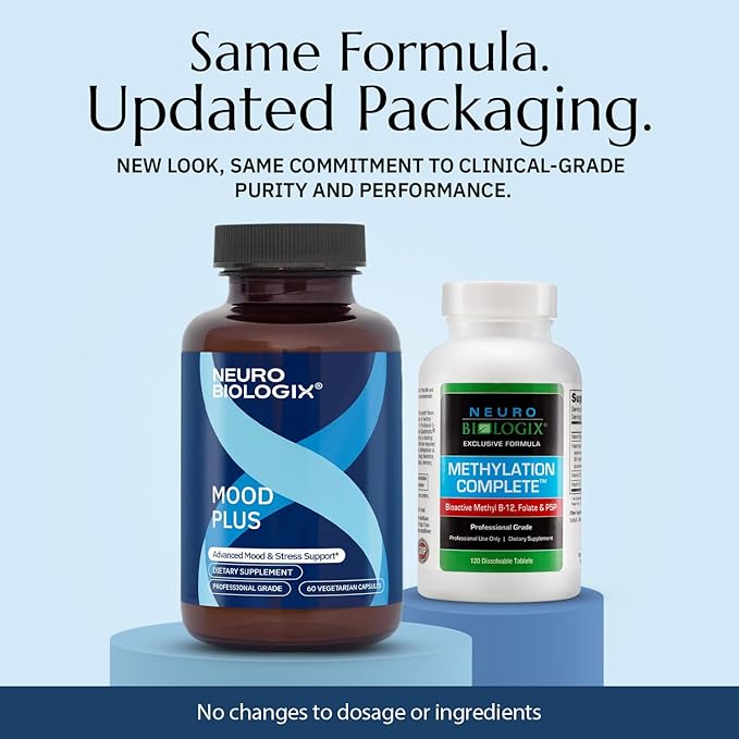 Neurobiologix Mood Plus for Men and Women Mood &amp Stress Support Supplement with GABA 5-HTP Ashwagandha Magnesium &amp Chamomile for Emotional Balance Relaxation &amp Serotonin Support 60 C