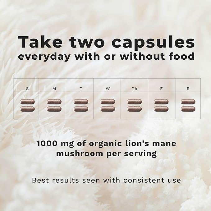 LifeSeasons Essentials Lion's Mane Mushroom - Support Healthy Brain Function &amp Emotional Balance - Stimulate Nerve &amp Brain Cell Growth - Mood Enhancer - 1000mg per Serving - 60 Capsules