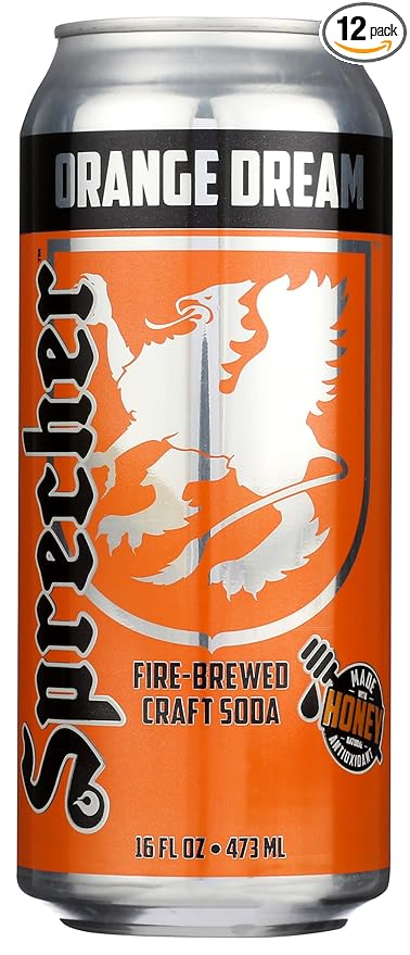 Sprecher Orange Dream Soda Kosher Gluten Free 16 Fluid Ounce (Pack of 12)