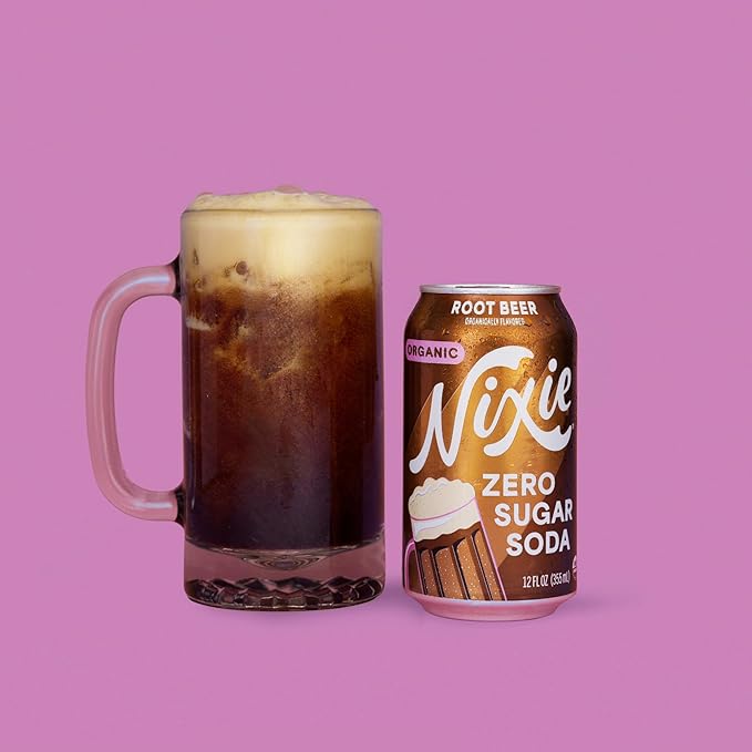 Nixie Organic Zero Sugar Soda Root Beer Healthy Soda Pop Non-GMO 0 Sugar 0 Calories Caffeine Free 12oz Cans (12 Pack)