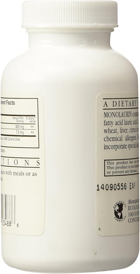 Ecological Formulas Monolaurin 600mg 90 Capsules