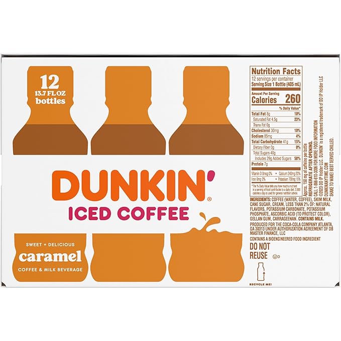Dunkin' Iced Coffee Caramel Bottles 13.7 fl oz 12 Pack