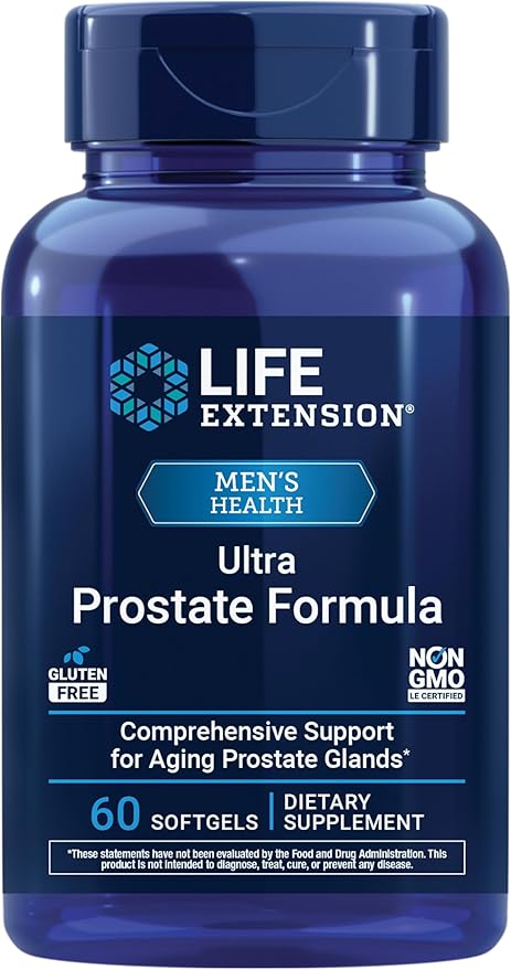 Life Extension Ultra Prostate Formula Saw Palmetto for Men pygeum stinging Nettle Root lycopene Prostate Health Urination Flow PSA Non-GMO Gluten-Free 60 softgels