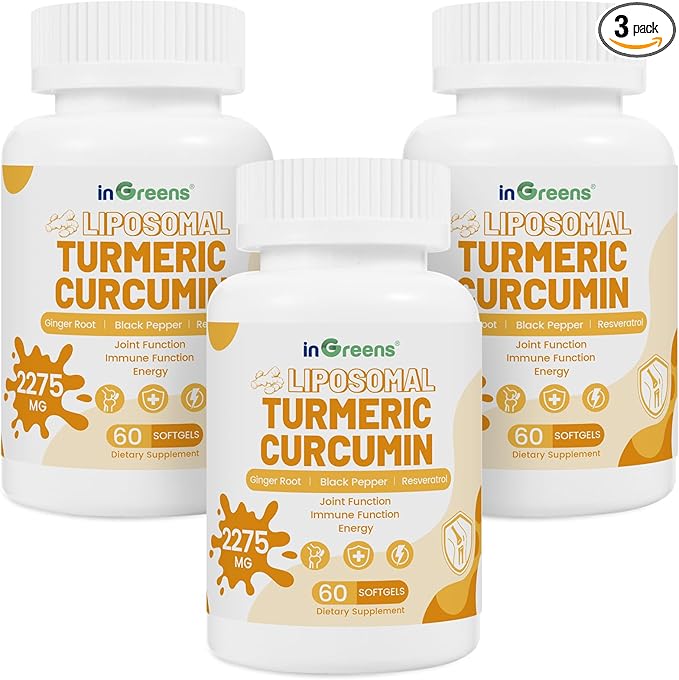 Turmeric Supplement 2275mg 95% Curcumin Liposomal Curcumin for Best Absorption Curcumin Supplement for Joint Support Bottled in USA - 180 Softgels