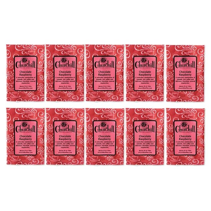 Churchill Coffee Chocolate Raspberry 10 Portioned Packs -1.5 oz each - Ground - Flavored Coffee