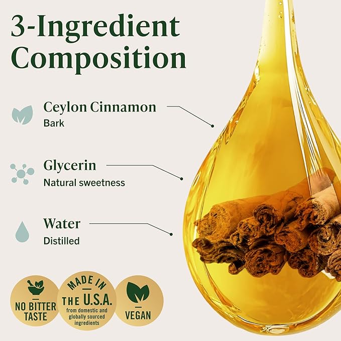 HERBAMAMA Ceylon Cinnamon Extract Liquid - Cinnamon Drops for Antioxidant &amp Overall Support - Non-GMO Alcohol &amp Sugar-Free Supplement 84-Day Supply