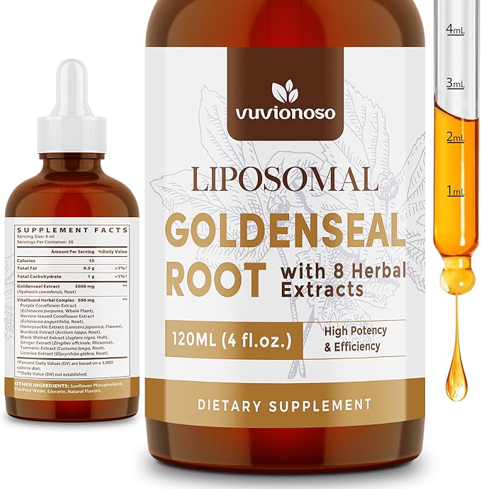 Goldenseal Root Extract 3000mg – Goldenseal Tincture for Immune &amp Respiratory – Fast Absorbing Sugar-Free Vegan – 120 mL (4 fl oz)