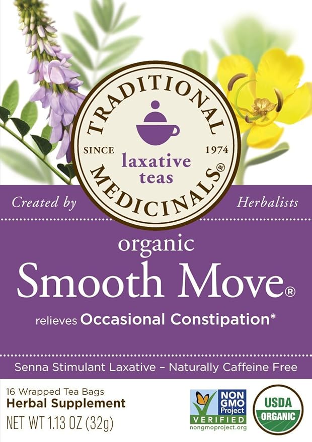 Traditional Medicinals Smooth Move with Senna Herbal Tea (Pack of 6) - 96 Tea Bags Total