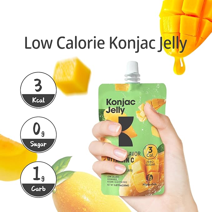 Hethstia Konjac Jelly Collagen Peptides Various Flavors and Konjac Jelly-Mango Flavor Drinkable Snack 10-Pack Squeeze Pouches