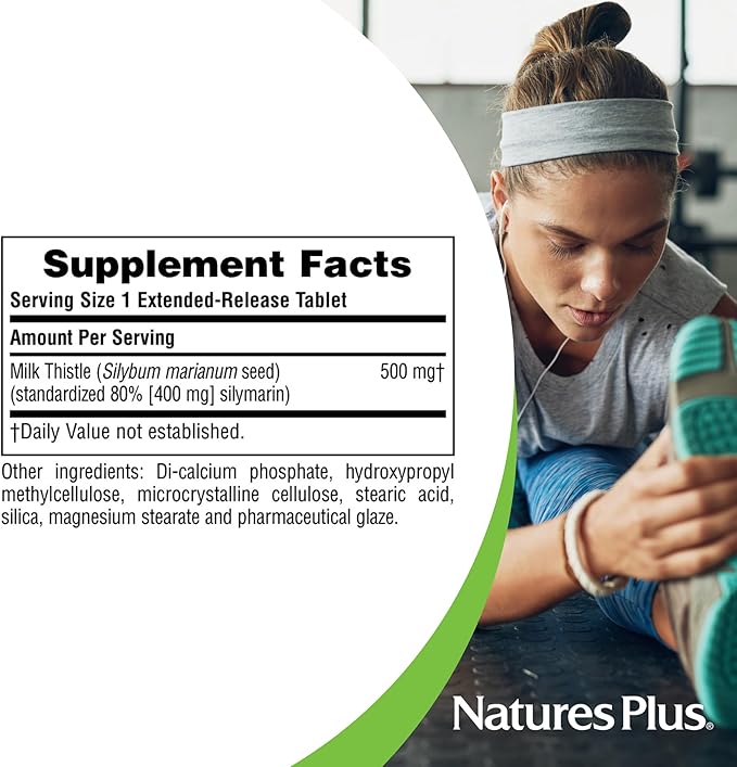 NaturesPlus Herbal Actives Milk Thistle Extended Release - 30 Tablets Pack of 2 - Vegetarian Gluten Free - 60 Total Servings