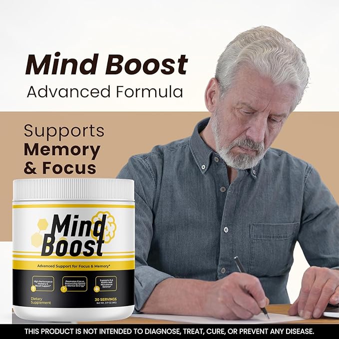 (3 Pack) MindBoost Powder - Official Mind Boost Day Supplement Advanced Nootropic Premium Formula Natural Vitamins for Wellness - 3 Bottles for 3 Months