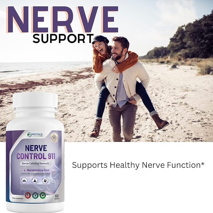 Nerve Control 911 - Natural Plant Based Nerve Health Supplement Capsules- 2 Pack