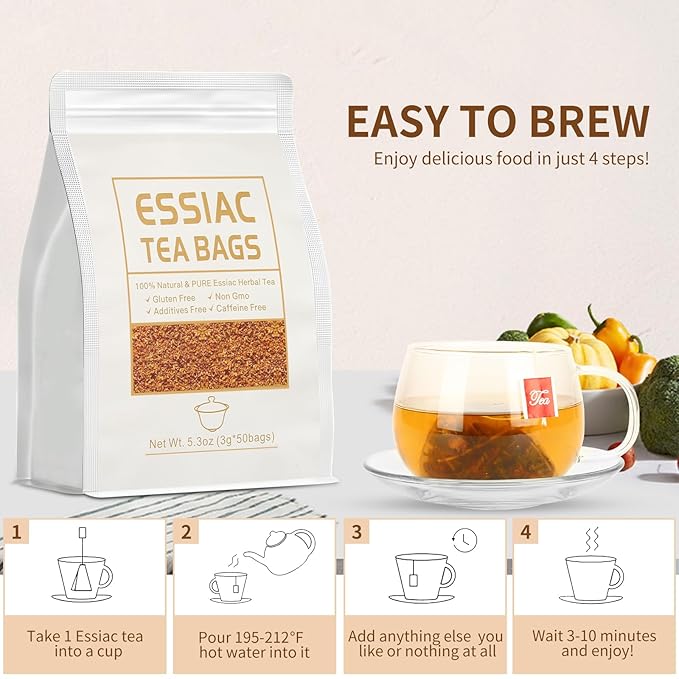 Essiac Tea Bags 5.3 oz 3g X 50 Bags Herbal Tea blend 50 Count Tea Bags Caffeine-Free