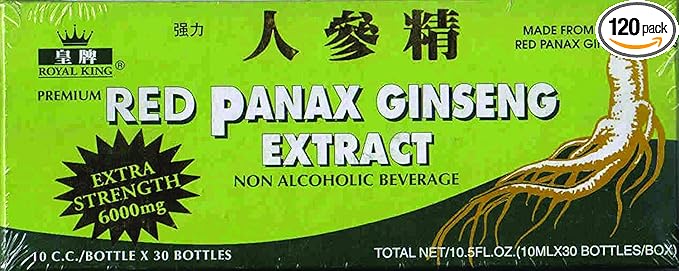 Royal King Red Panax Ginseng Extract 6000mg 10c.c./bottle X 30 (Pack of 4)
