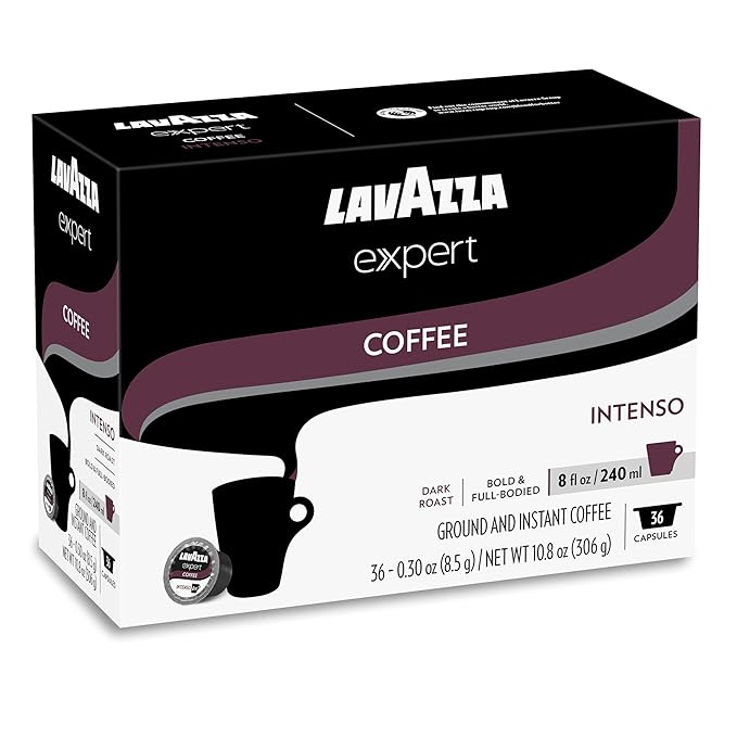 Lavazza Expert Intenso Coffee Capsules Dark Roast Arabica and Robusta Blend Compatible with Lavazza Classy Plus Machine (36 Capsules) (Pack of 2)