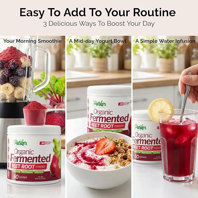 Parker Naturals Organic Fermented Beet Root Powder 9.52 oz Beet Powder Supports Healthy Immune System Gluten Free Non-GMO &amp Vegan Beets Supplements 60 Servings
