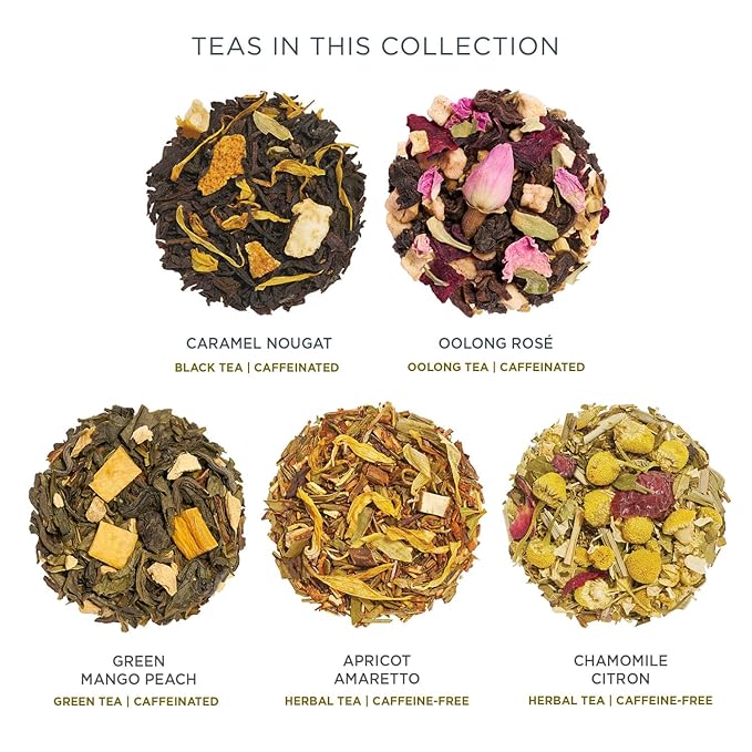 Tea Forte Premium Petite Presentation Box Gift Set Sampler 10 Count 2 of Each Blend Individually Wrapped Handcrafted Pyramid Infuser Bags Jardin