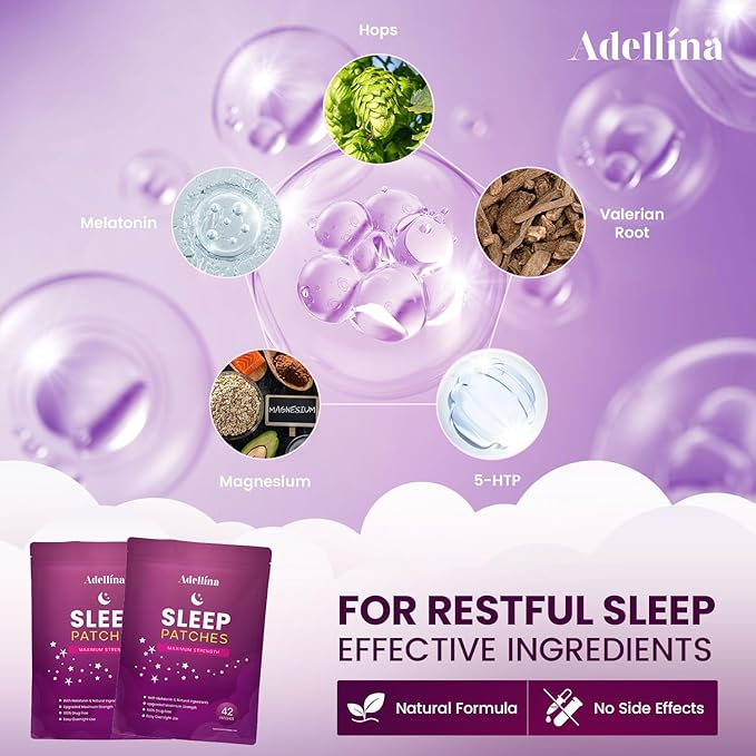 Sleep Patches for Adults Extra Strength: Easy-to-Apply Sleep Patch with Melatonin &amp Valerian 42 Patches