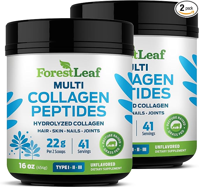 Collagen Peptides Powder Unflavored - Hydrolyzed Collagen Protein Powder Type 1 2 &amp 3 - Grass Fed Keto Collagen Powder for Women &amp Men - Vital Hair Skin Nails Joints Recovery 11g Per Ser