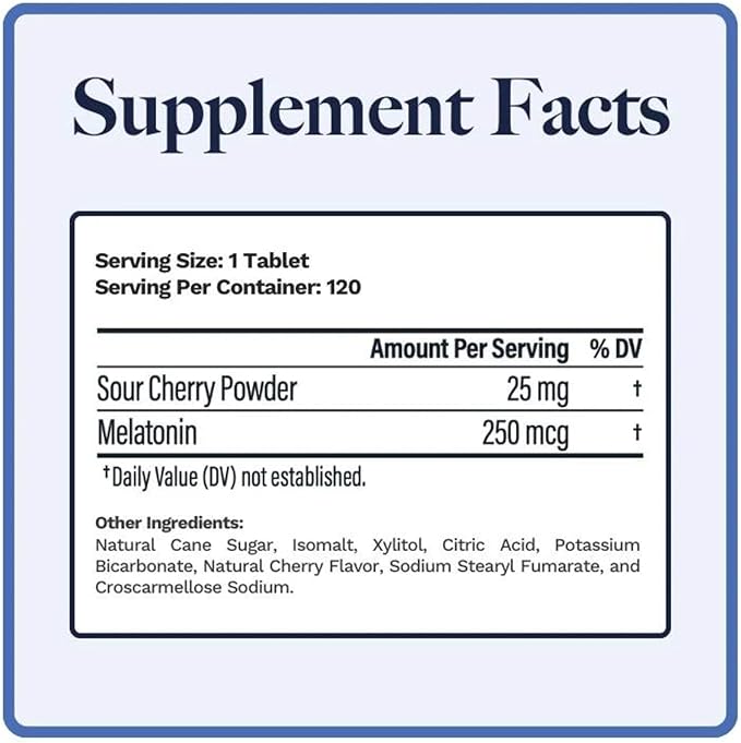 Utzy Naturals Micro Melatonin | Low Dose Melatonin 250mcg | with Natural Cherry | Safe for Kids | Made in The USA | 120 Tablets