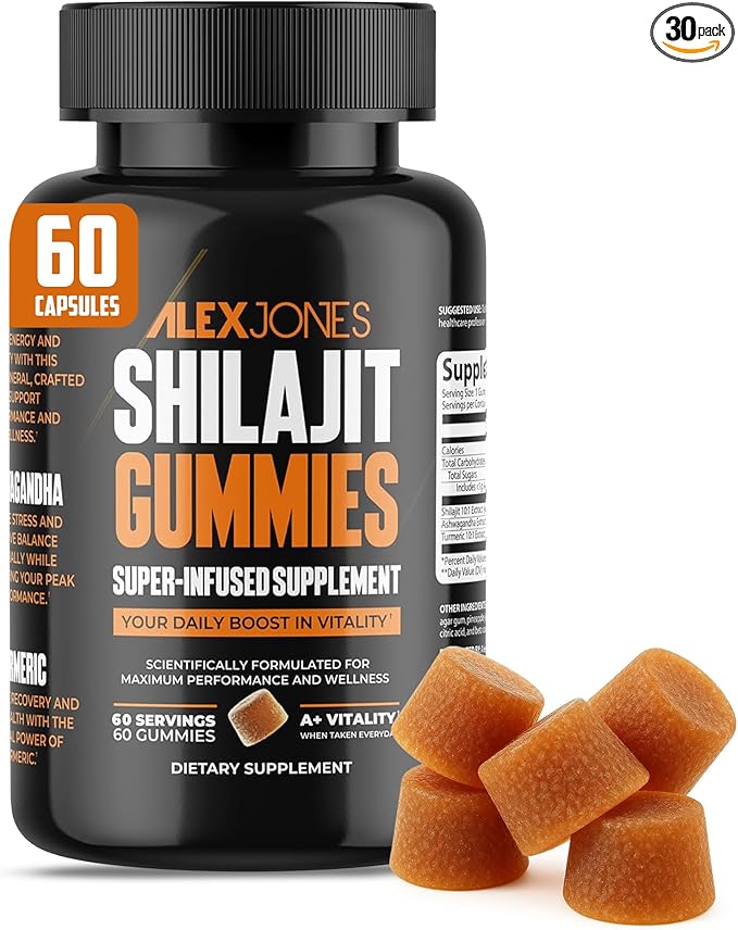 Shilajit Gummies – Men’s Daily Energy &amp Stamina Booster – Sharper Focus &amp Strength w/Ashwagandha for Men – Cellular Energy &amp Performance Supplement – 60 Count