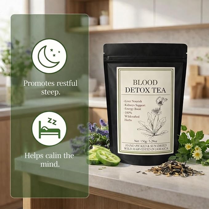 Jamaican Healing Garden Blood Detox Tea 150 G Herbal Tea Blend Herbal Tea with Guaco Burdock Root Cinnamon Moringa (1pcs)