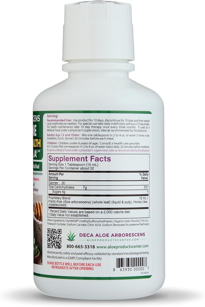 Supreme Immune Health Formula - Organic Aloe Arborescens Juice with Raw Honey - Clinically Proven Immune Support for Adults &amp Kids - Herbal Supplement - 16oz