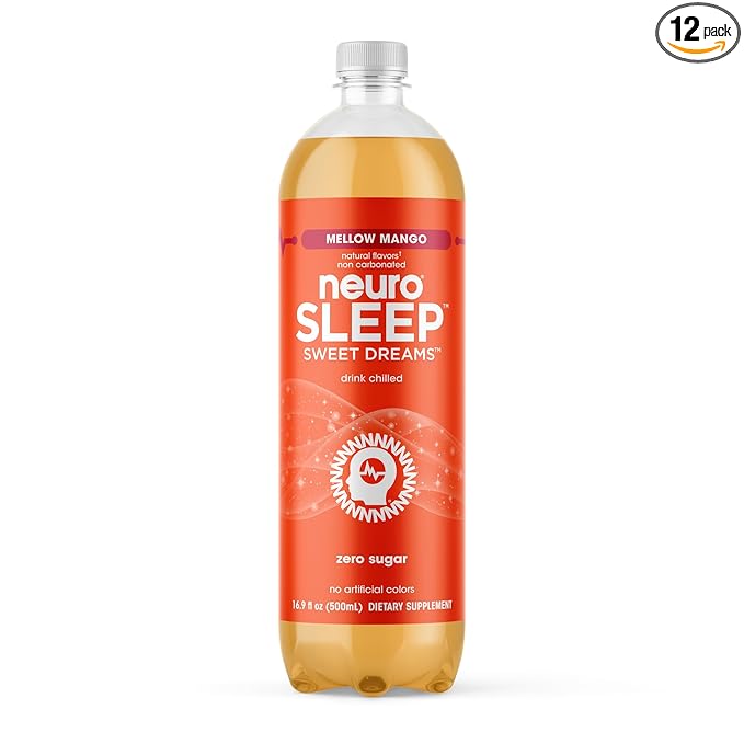 neuroSLEEP Mellow Mango Functional Beverage for Restful Sleep Non-Carbonated 16.9 Fl Oz (Pack of 12)