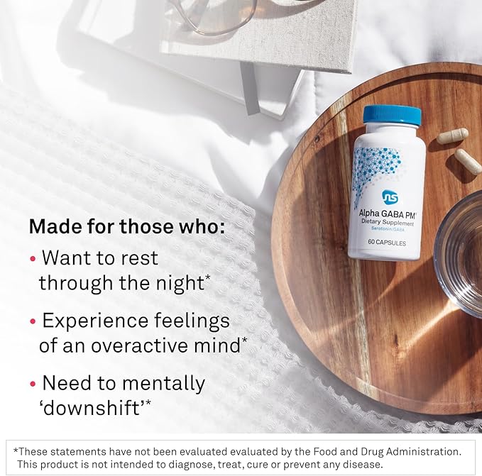 Neuroscience Alpha GABA PM - Sleep Aid for Adults with 5-HTP Melatonin 3mg + L Theanine Supplement - Calming Botanical Blend for Stress Support Brain Health &amp Relaxation (60 Capsules)