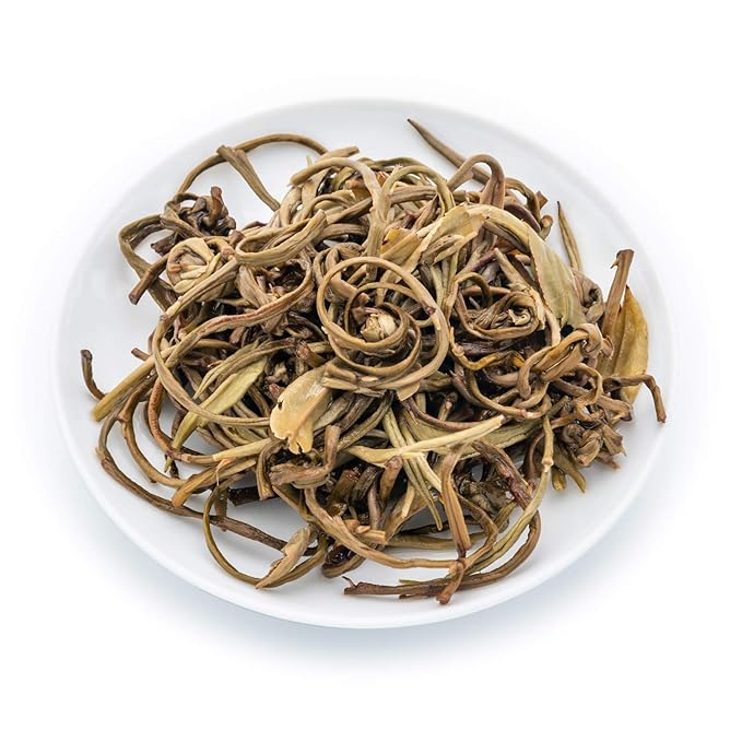 Oriarm Jasmine Pearls Tea Loose Leaf - Chinese Dragon Pearls Jasmine Green Tea Leaves - 1st Grade - Brew Hot or Iced Tea - 250g Ziplock Resealable Bag