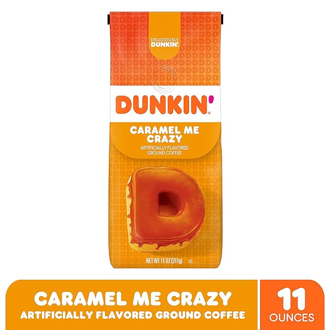 Dunkin' Caramel Me Crazy Flavored Ground Coffee11 Ounces(Pack of 2)