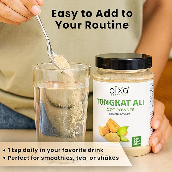bixa BOTANICAL Tongkat Ali Root Powder – 1 lb (16 oz) | Tongkat Ali for Men &amp Women | Gluten-Free Non-GMO Steam Treated Vegan 100% Pure – Natural Health Support for Energy &amp Wellness