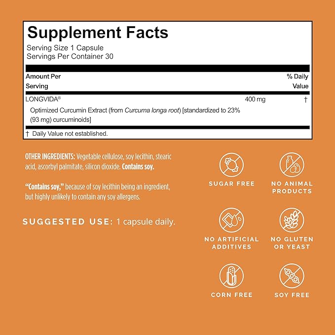 BRAINMD Brain Curcumins - 30 Vegan Capsules - With Longvida Curcumin - Gluten Free - 30 Servings
