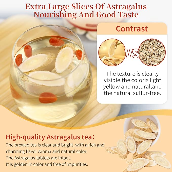 Astragalus Root for Tea Top Grade Huang Qi (Astragalus Root) Slices | 7oz (200g) Pure No Additives 黄芪 黄芪片