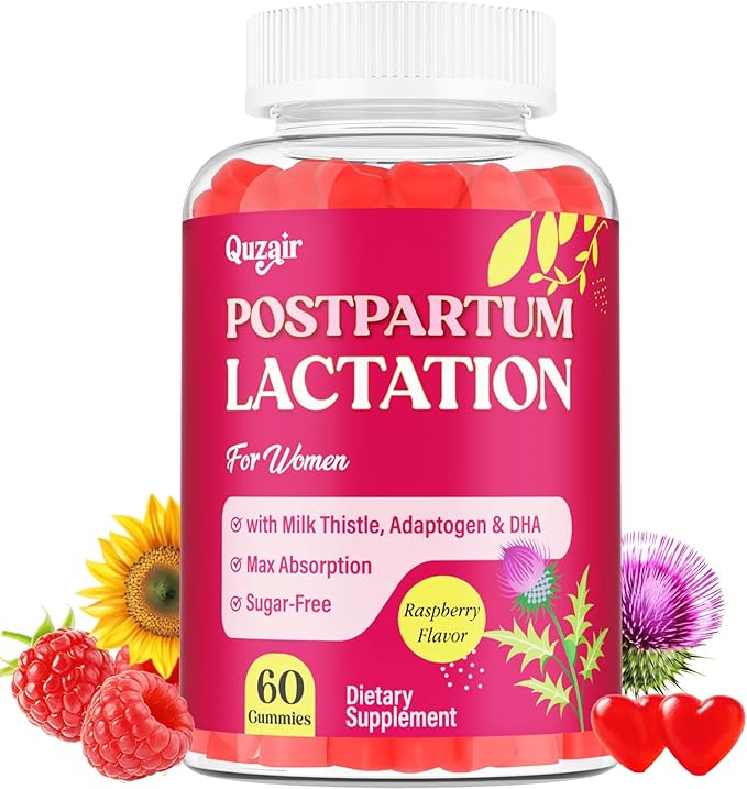 Lactation Supplement Postpartum Lactation Support Gummies for Breastfeeding with Milk Thistle and Postnatal Vitamins As Breast Milk Supply Booster Recovery Hair Growth 60 Count Sugar Free &amp V