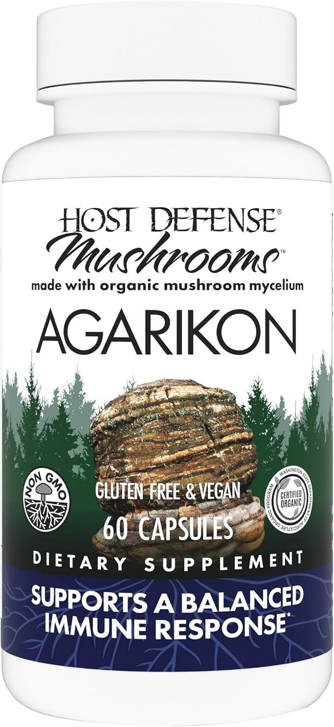 Host Defense Agarikon Capsules - Immune System Support Supplement - Mushroom Supplement to Aid Immune Functions &amp Cell Strength - Herbal Dietary Supplement - 60 Capsules (60 Servings)*