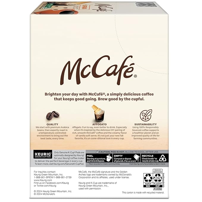 McCafe Affogato Single Serve Keurig K-Cup Pods Flavored Coffee Limited Edition 96-Count Box (4 Packs of 24)