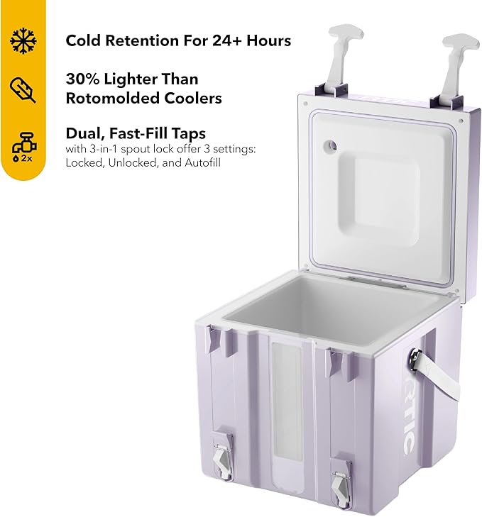 RTIC Halftime Water Cooler Portable Carrier Container Drink Beverage Dispenser Stackable with 2 Taps Bottleless BPA-Free for Sports Camping BBQ Parties Picnic &amp More Dusty Lilac