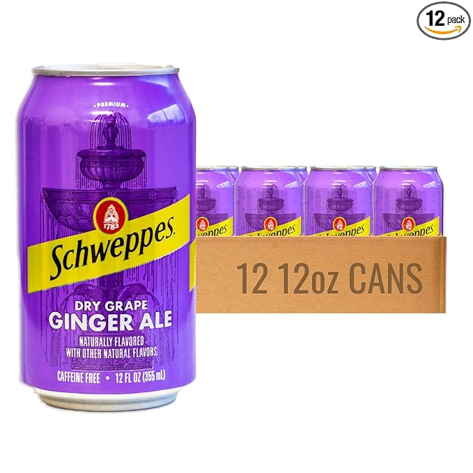 Dry Grape Ginger Ale - Refreshing Crisp Delicious - 12 12oz Cans