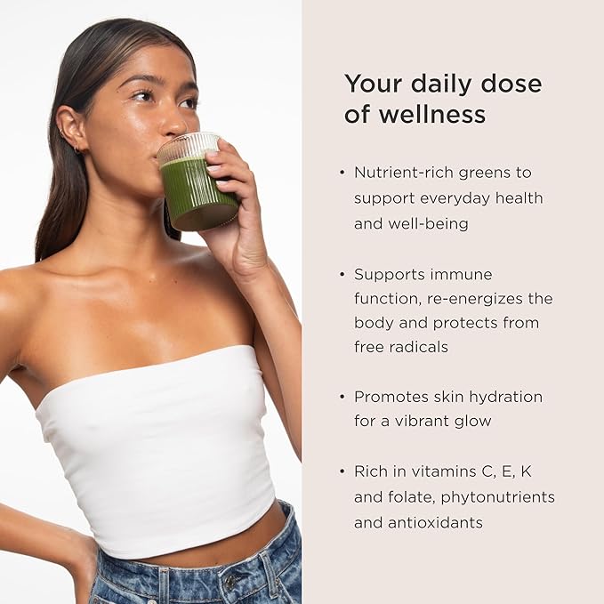 JSHealth Super Greens Powder - Greens &amp Collagen Powder - Superfood Powder with Marine Collagen Peptides Vitamins &amp Veggies 30 Servings