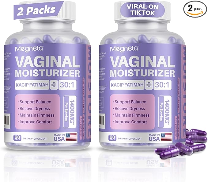 Vaginal Moisturizer Kacip Fatimah 1000mg &amp Manjakni 200mg for Female Health Slippery Elm for Women Vegan 120 Capsules