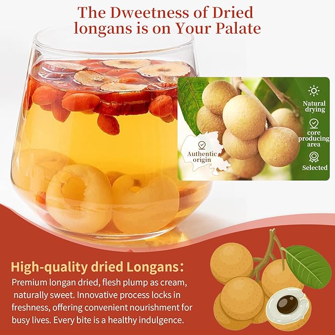 Baihuatang Natural Dried Longan Pure Fruit (240g) - Natural Thai Longan Seedless &amp Additive-Free for Tea &amp Recipes 桂圆干 龙眼肉