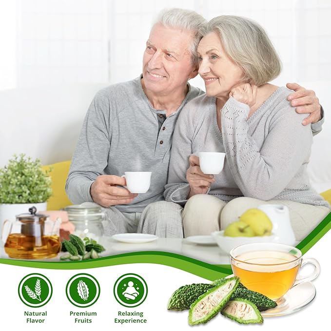 VIDA FARM 75 Premium Bitter Melon Tea Bags Zero Sugar Tea Handpicked 100% Pure and Natural Dried Bitter Melon Non-GMO No Caffeine Gluten-Free Vegan