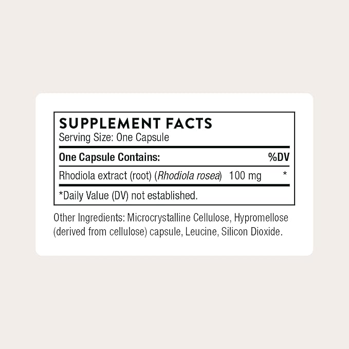 THORNE - Rhodiola - Adaptogenic Botanical Supplement for Stress Relief - Enhances Sleep Mood &amp Mental Focus* - Third-Party Certified - Gluten Dairy &amp Soy-Free - 60 Capsules