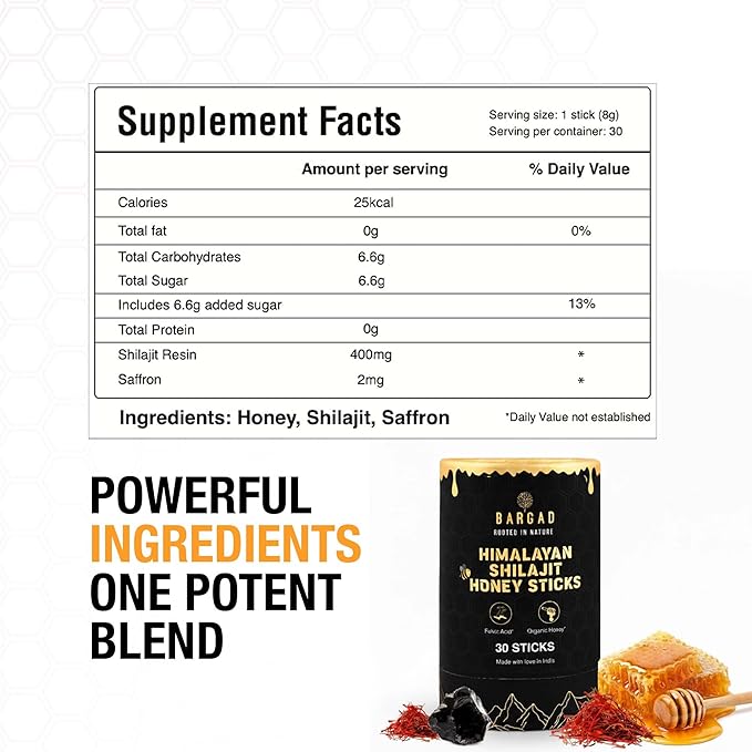 Pure Himalayan Shilajit Honey Sticks with Saffron – 30 Count | 75%+ Fulvic Acid 85+ Trace Minerals | Natural Energy &amp Immunity Booster | Easy Single-Use Packets