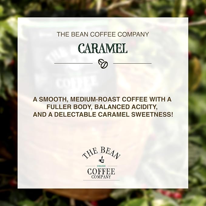 The Bean Organic Coffee Company Caramel Medium Roast Ground Coffee 16-Ounce Bags (Pack of 2) Café molido tostado orgánico