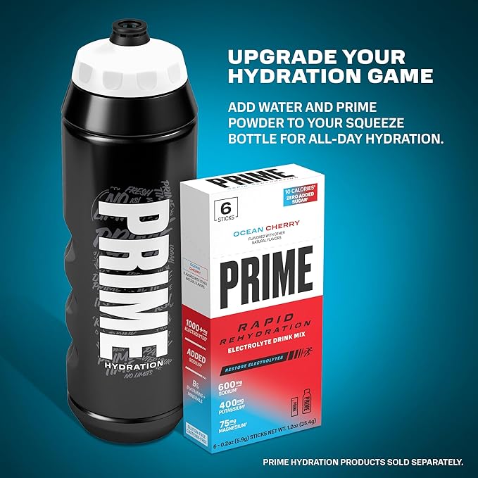 PRIME HYDRATION Berry Freeze Cherry Freeze &amp Ice Pop 12 Fl Oz Variety Sports Drinks &amp Rapid Rehydration Electrolyte Powder Sticks Ocean Cherry &amp 12 Pack Black Graffiti Squeeze Sports