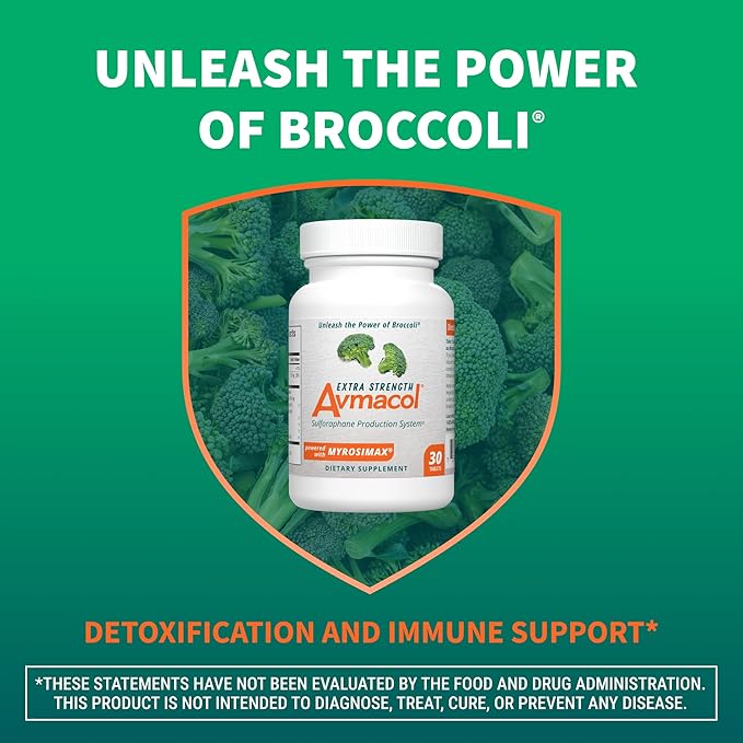 Nutramax Laboratories Avmacol Extra Strength #1 Researched Sulforaphane-Producing Brand for Detoxification with Glucoraphanin and Active Myrosinase Immune Health Adults &amp Children 30 Tablets