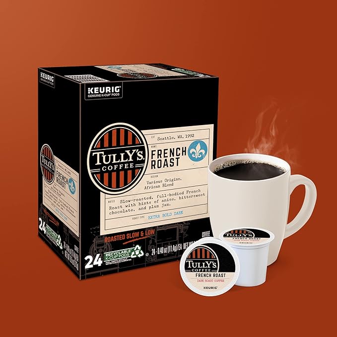 Tully's Coffee French Roast Keurig Single-Serve K-Cup Pods Dark Roast 96 Count
