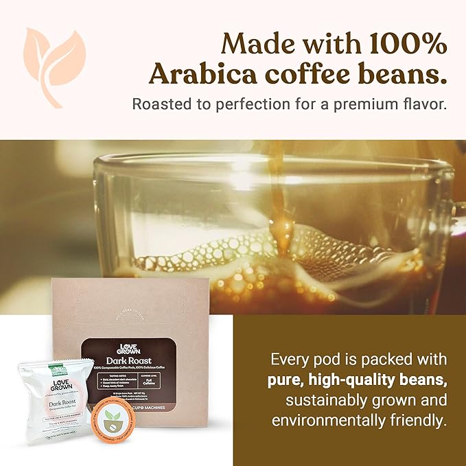 Love Grown Plastic-Free Coffee Pods 100% Arabica Single-Serve Cups Compostable Non-GMO - Compatible with Keurig Coffee Pods Machines and K-Cup Brewers Hazelnut Flavor Box of 15